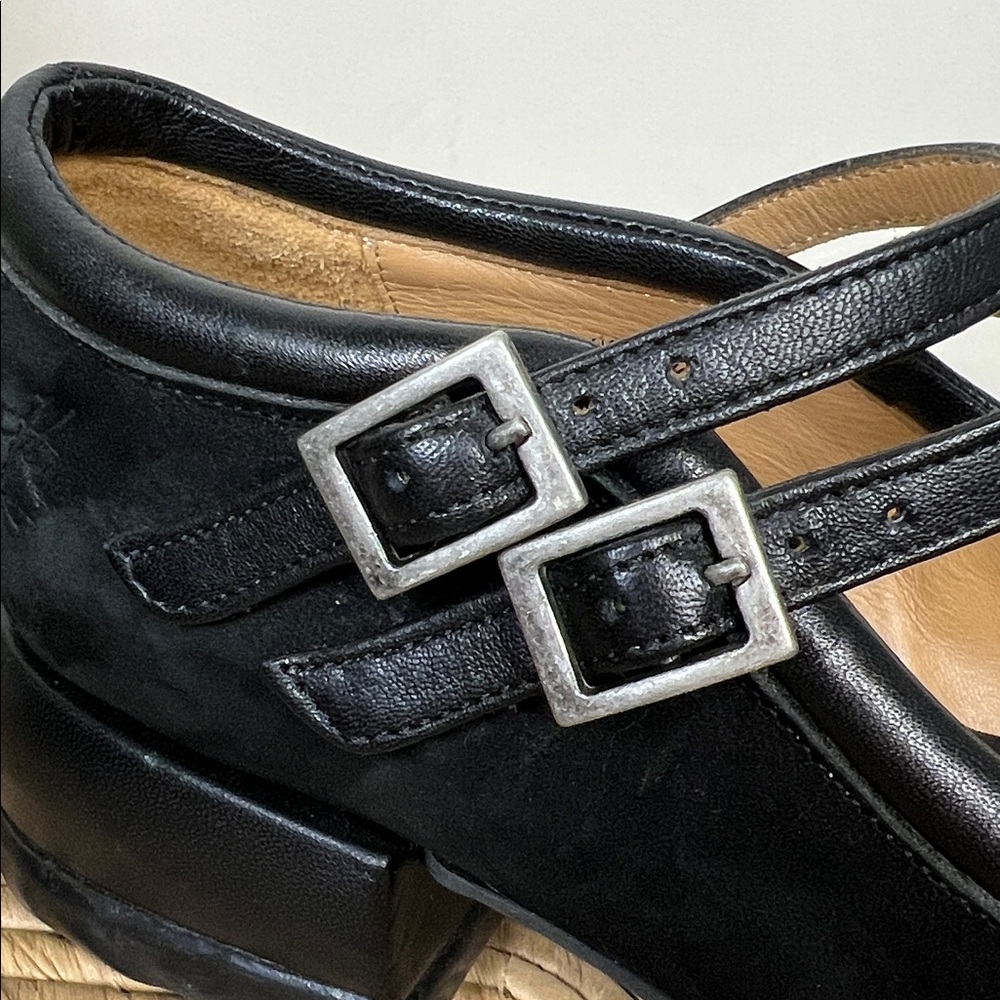John Fluevog Unity Aimee Black Leather Chunky Heel Double 2 Strap Mary Jane Pump - Picture 13 of 13